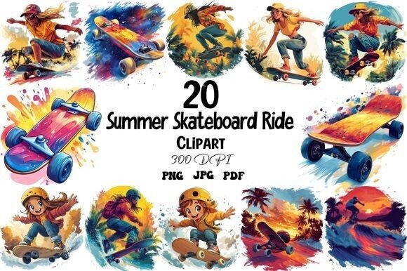 Download Summer Skateboard Ride Clipart - Skate Collection