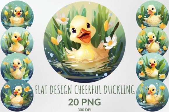 Download Flat Design Cheerful Duckling Clipart - Design Collection
