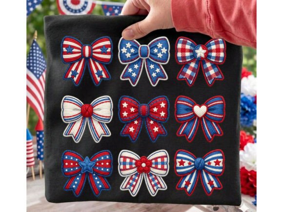Download Patriotic Bow Grid Yarn Tshirt Design - Design Collection