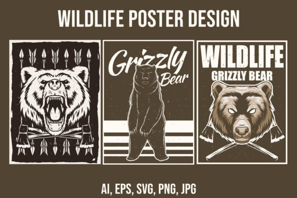Download Wildlife Poster Design with Bear Mascot - Design Collection