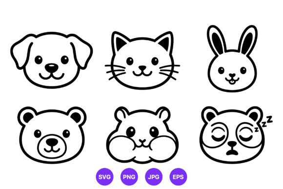 Download Cute Animal Faces Cartoon Vector Design - Design Collection