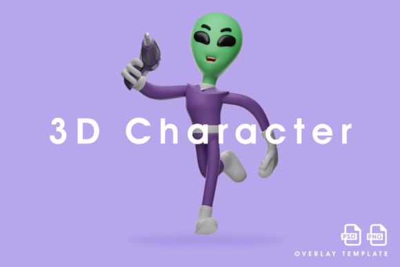 Download 3D Alien Design Running with a Gun - Design Collection