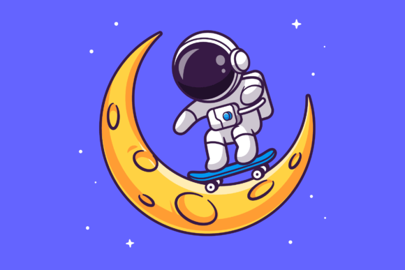 Download Cute Astronaut Playing Skateboard - Skate Collection