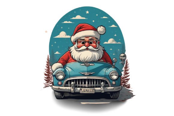 Download Cute Santa with Car Illustration Design - Design Collection