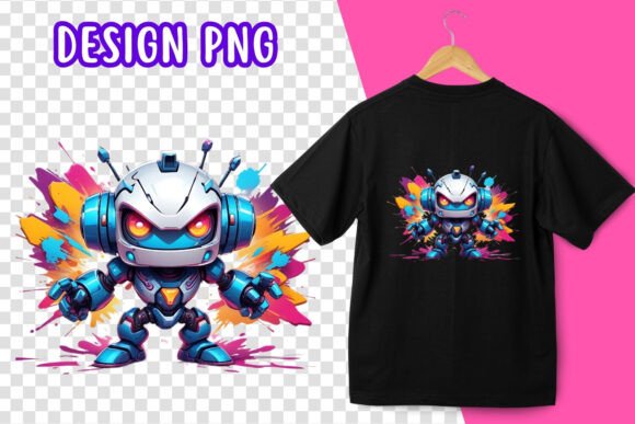Download Robot with a Blue. Design T-Shirt - Design Collection