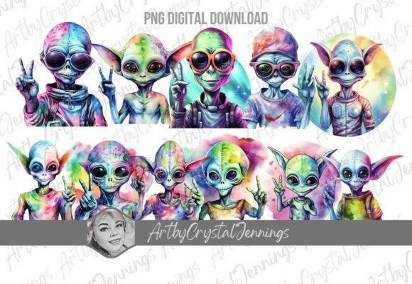 Download Hippie Peace Sign Space Alien Design PNG - Design Collection