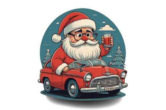 Download Cute Santa with Car Illustration Design - Design Collection