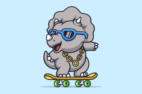 Download Cute Triceratops Dinosaur Play Skate - Skate Collection