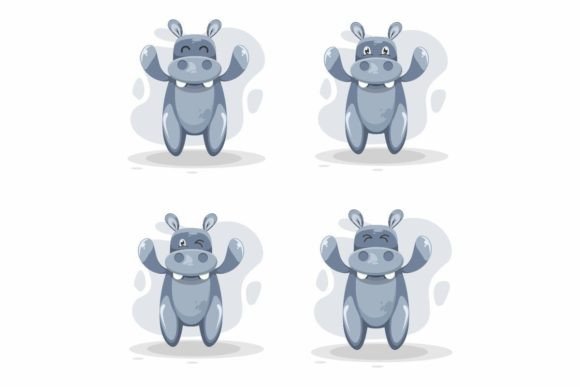 Download Cute Hippo Illustration Logo Design - Design Collection