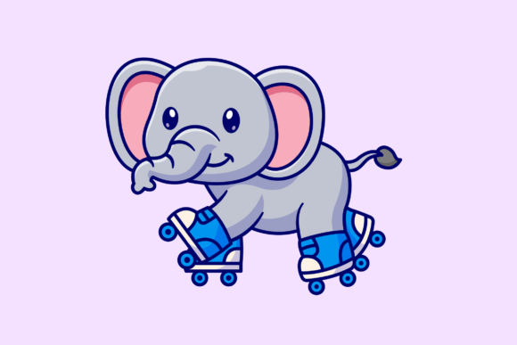 Download Cute Elephant Playing Roller Skate - Skate Collection