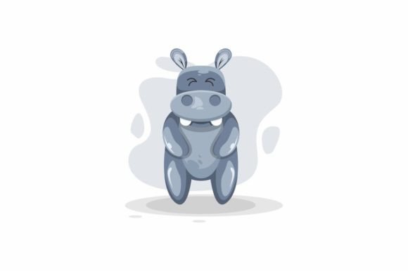 Download Cute Hippo Illustration Logo Design - Design Collection