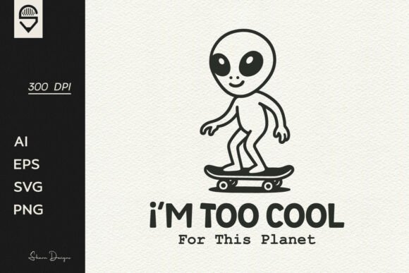 Download Cool Alien Skateboarder Illustration - Skate Collection
