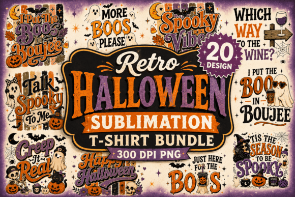 Download Retro Halloween PNG TShirt Design Bundle - Design Collection