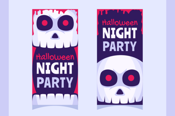 Download Spooky Halloween Skull Banner FlatDesign - Design Collection