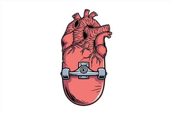 Download Skateboard and Heart Shape Illustration - Skate Collection