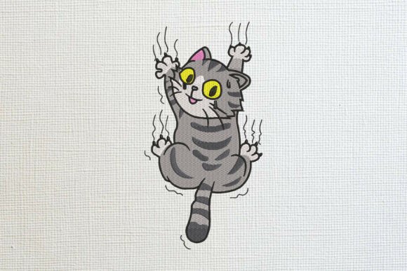 Download Funny Clinging Cat Embroidery Design - Design Collection