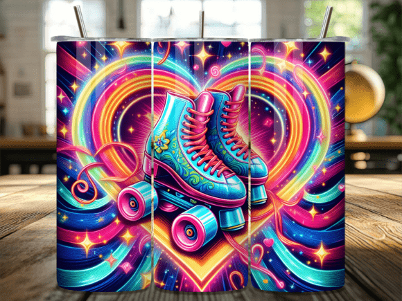 Download Retro Rainbow Roller Skate Tumbler Wrap - Skate Collection
