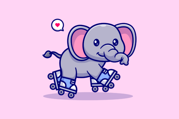 Download Cute Elephant Playing Roller Skate - Skate Collection