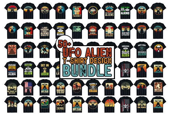 Download Vintage UFO Alien T-shirt Design Bundle - Design Collection