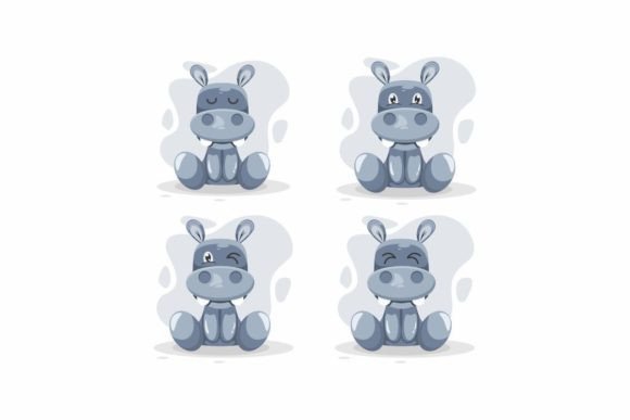 Download Cute Hippo Illustration Logo Design - Design Collection