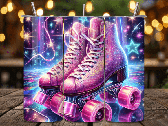 Download Glitter Pink Roller Skate Tumbler Wrap - Skate Collection
