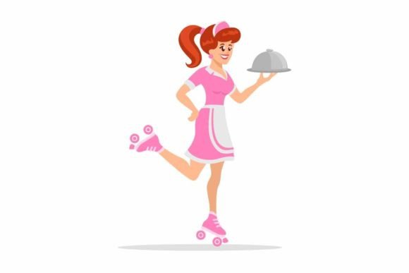 Download Girl Waitress on Roller Skate Vector - Skate Collection