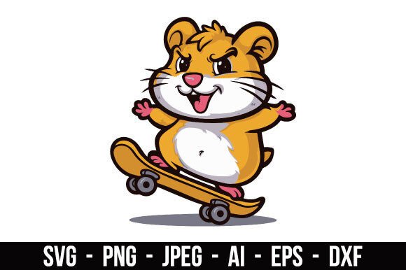 Download Charming Hamster on a Skateboard SVG - Skate Collection