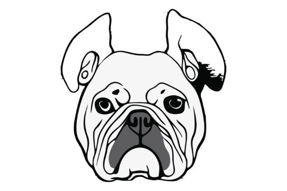 Download Little Buldog Head Line Art Design - Design Collection