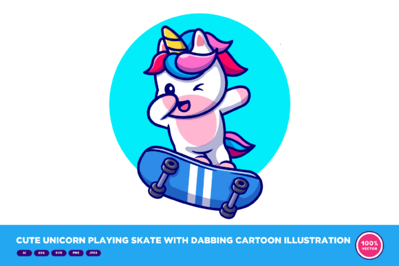 Download Cute Unicorn Playing Skate with Dabbing - Skate Collection