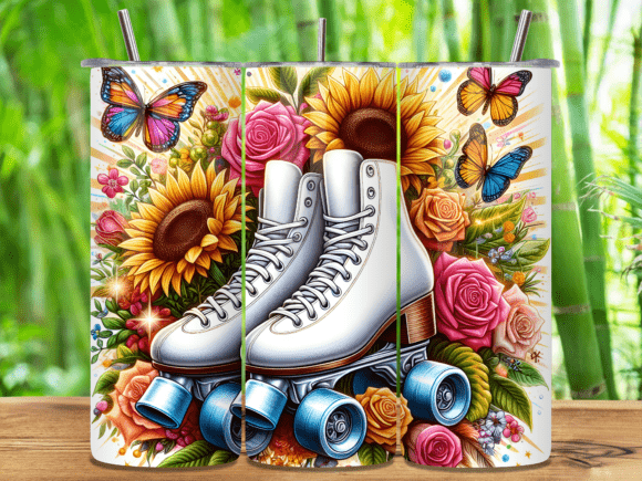 Download Floral Sunflower Roller Skate Tumbler - Skate Collection