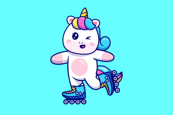 Download Cute Unicorn Playing Roller Skate - Skate Collection
