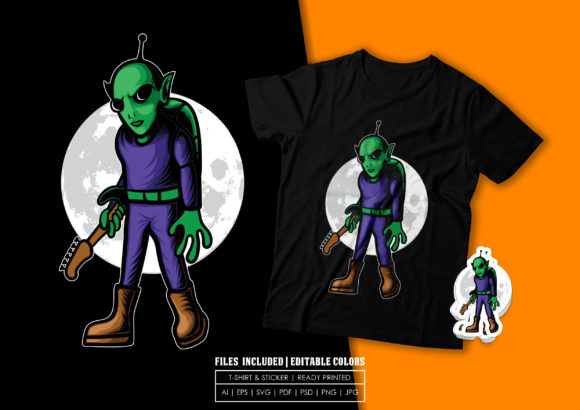 Download Tshirt Design - Alien Brings Guitar - Design Collection